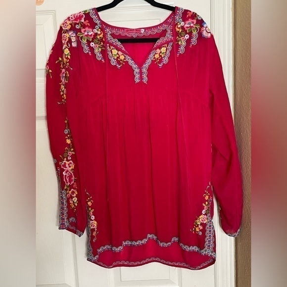 Johnny Was Venessa Georgette Floral Embroidered Long Sleeve Tunic Size Small  - Picture 8 of 12